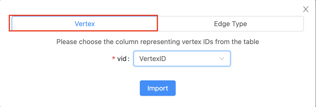 The dialog box for you to configure the vertex data
